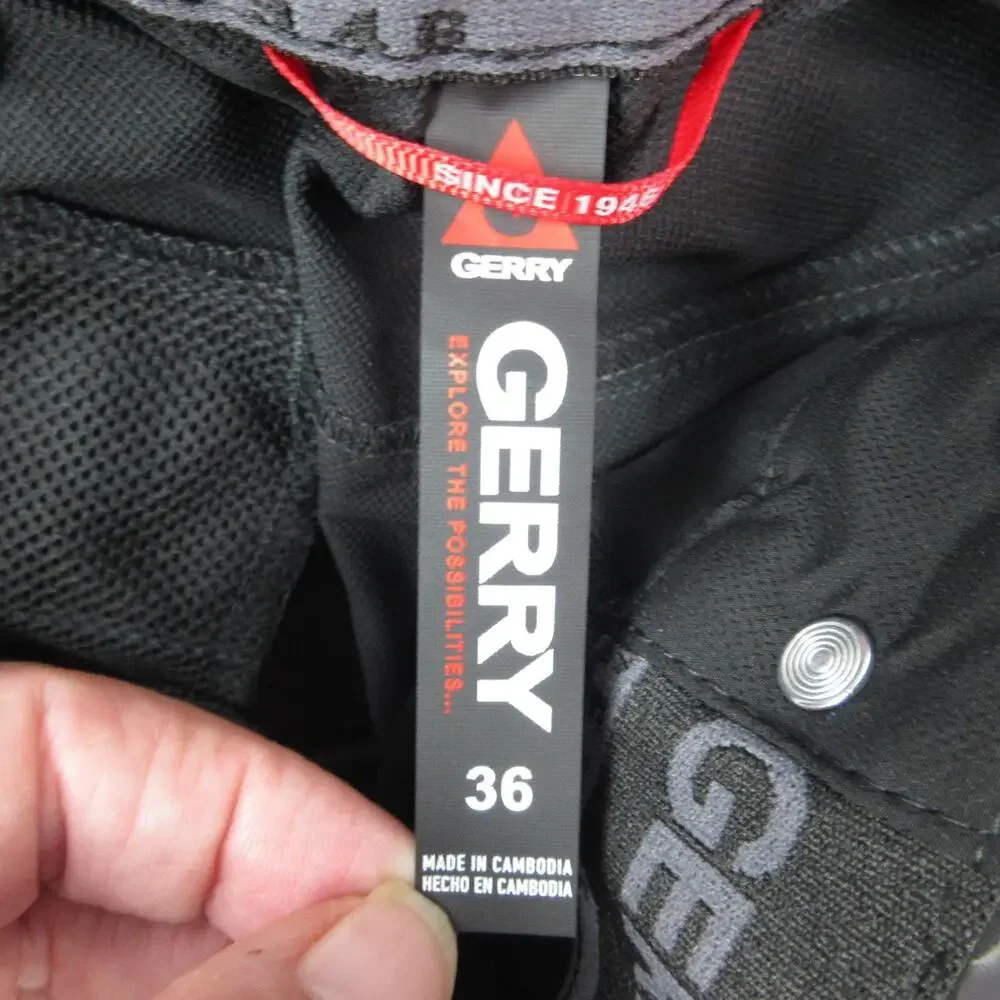 Gerry Tech Short Mens 36 Black Stretch Comfort Waistband UPF 30 Hiking 36x8* NWT